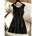 thumbnail image 2 of Vestido Mini Sin Mangas Con Lazo Y Volantes En Negro, 2 of 30