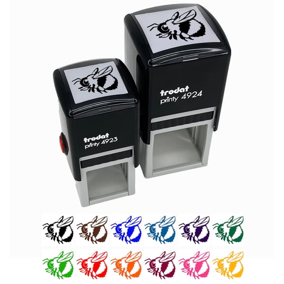 Cute Chubby Bumblebee Bee Insect Self-Inking Rubber Stamp Ink Stamper - Black Ink - Small 1 Inch