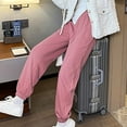 thumbnail image 7 of IROINNID Sweatpants for Women Casual Jogger Loose Fit Plush Sports Solid Color Baggy Pants Straight Tube Large Size Long Pants,Pink, 7 of 7