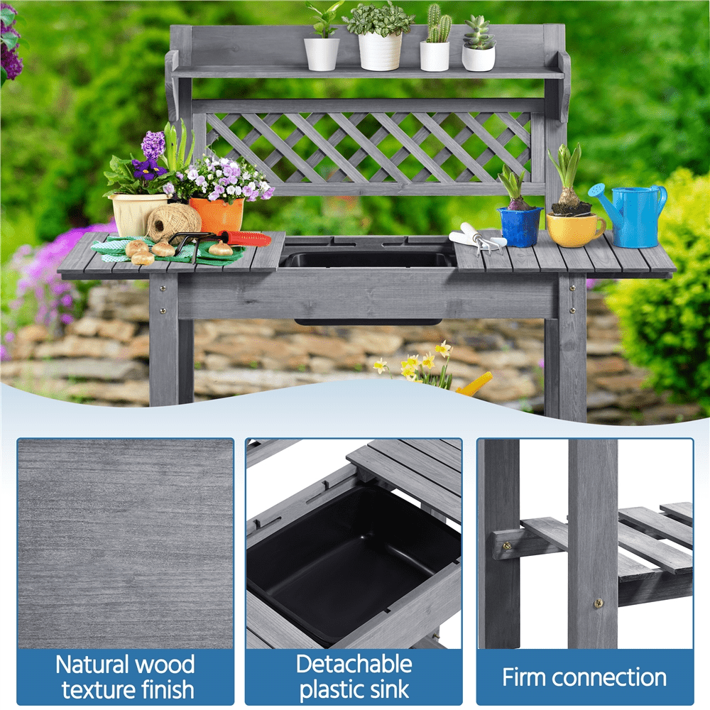 Renwick Gray Fir and Wood Potting Bench