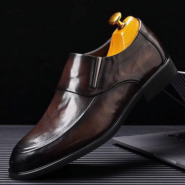 XIHAHA, zapatos de guisantes de negocios para hombre, mocasines, zapatos de conducción informales para hombre, zapatos perezosos informales con punta redonda británica, absorción de impacto de cuero d