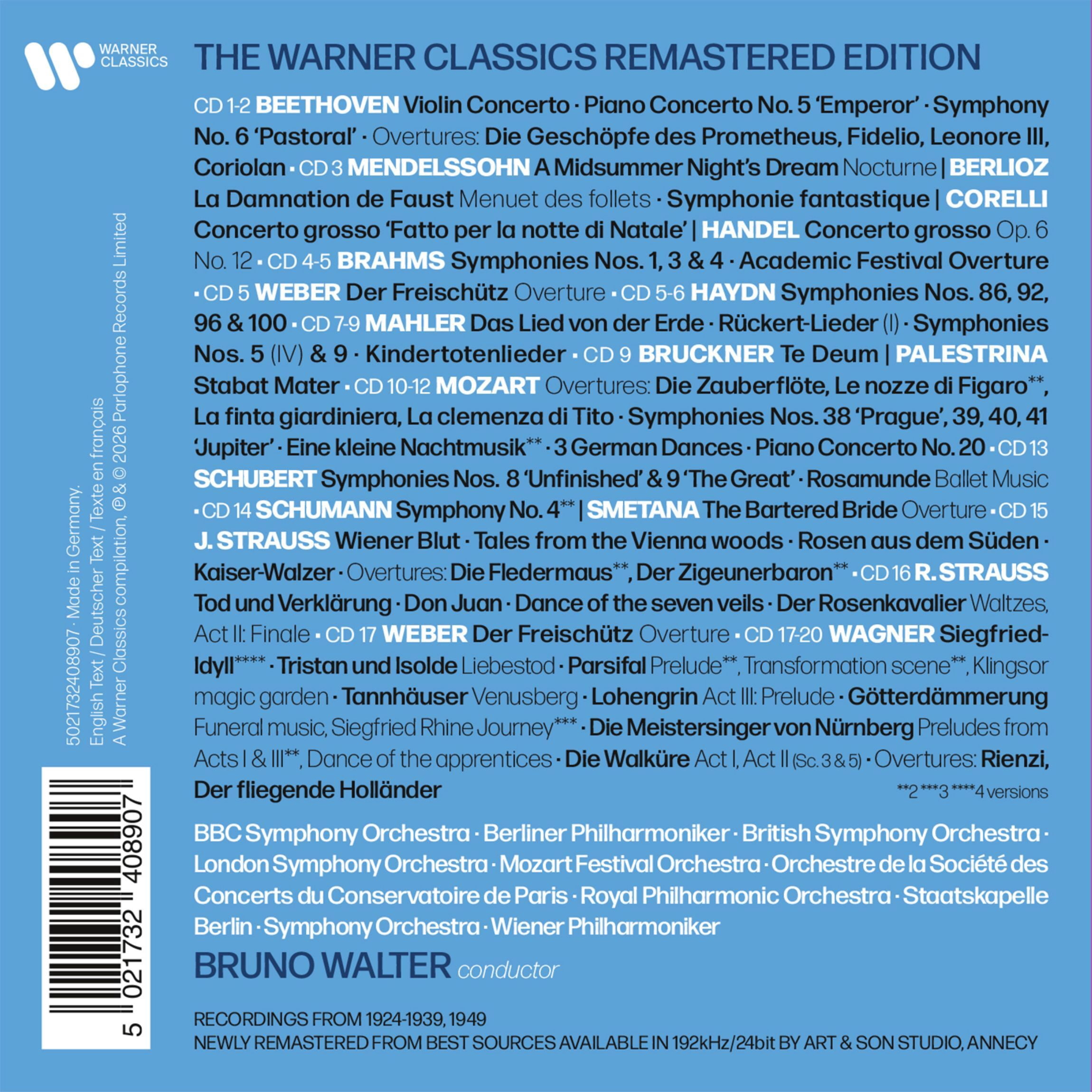 Bruno Walter - Complete Warner Classics Remastered - Music & Performance - CD