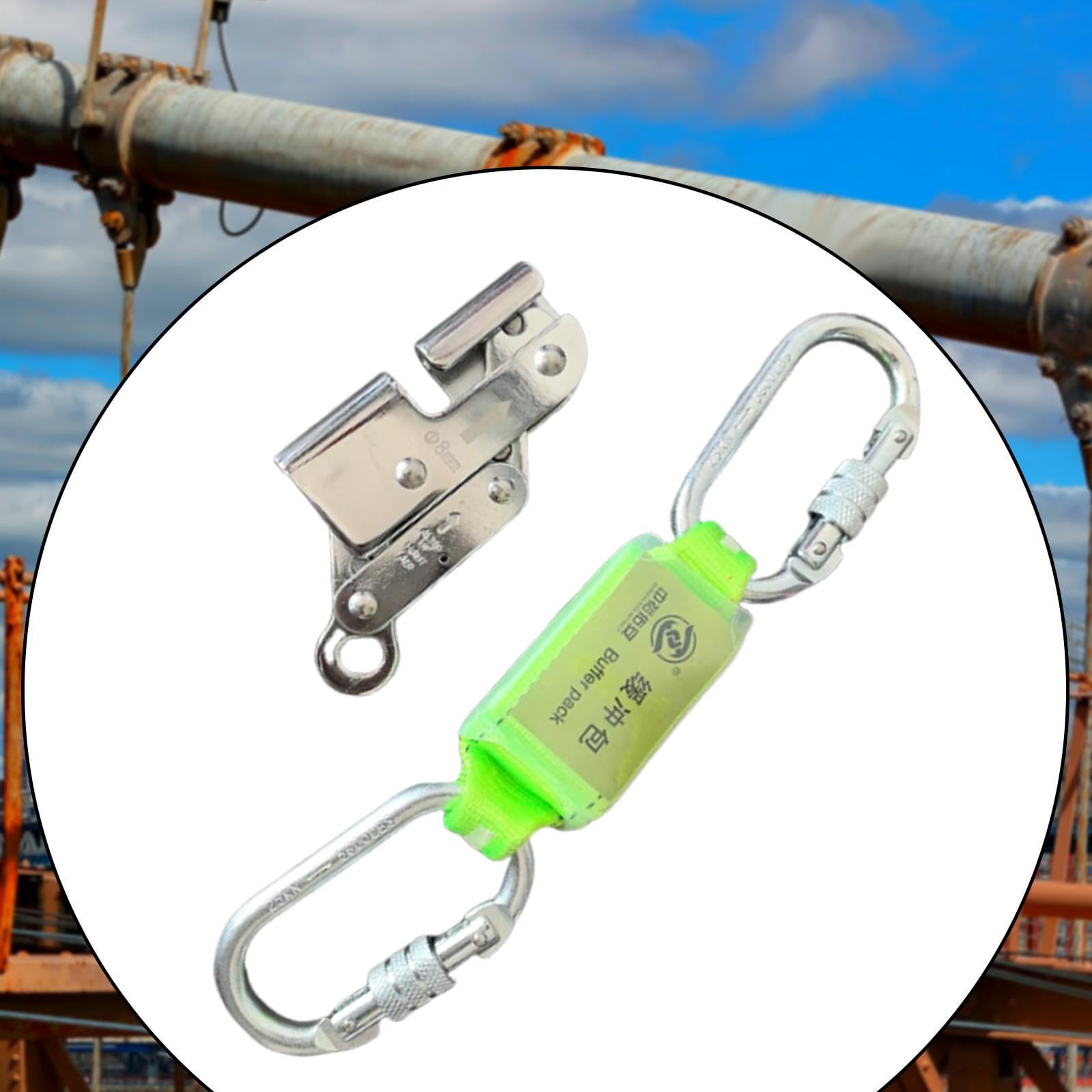 QccHieUs Sturdy Alloy Steel Rope Grab Rock Climbing 15KN Heavy Duty Fall Arrester Caving with Rebar Hook