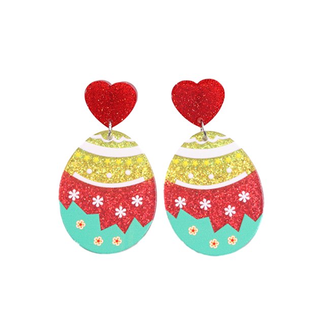 LYMAYTER Colorful Bunny Flower Pattern Earrings 1 Pair Easter Egg Earrings - Colorful, Bunny Pattern