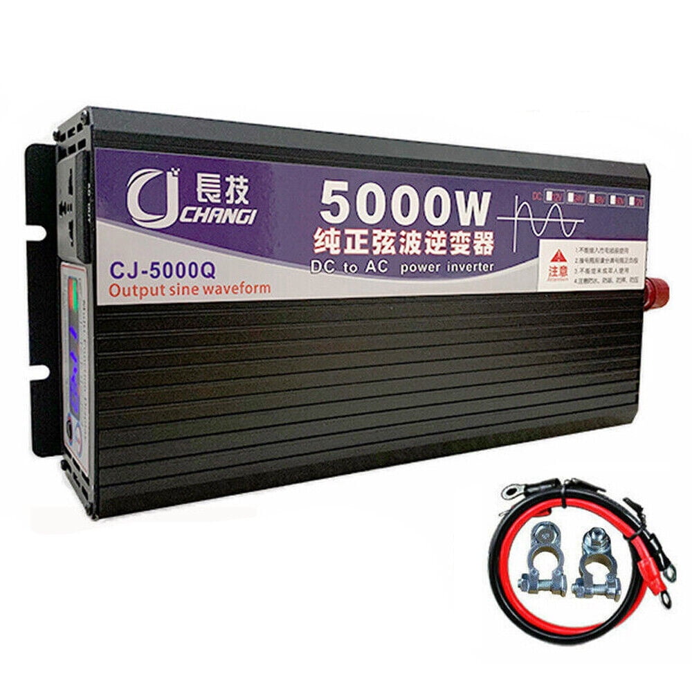 5000W Power Inverter, DC 12V To AC 110V Pure Sine Wave Converter for Computers, Igniters, Cameras, Refrigerators, Electric Drills