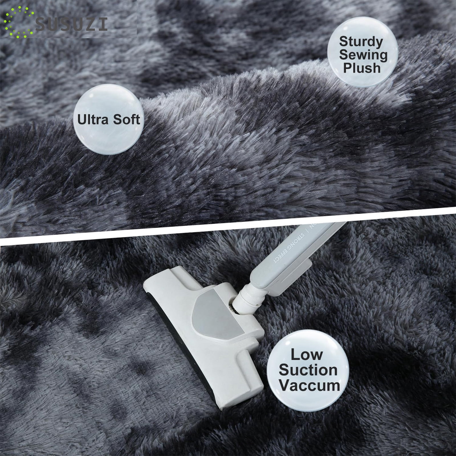 SUSUZI 5 x 7 ft Shaggy Area Rugs for Bedroom Living Room Modern Large Fluffy Floor Rugs Plush Soft Carpet Rugs Home Décor, Charcoal Gray