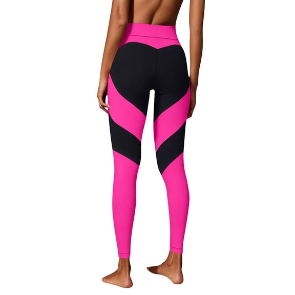 Lopeceal Leggings For Women Heart Print Color Block High Waist Tummy Control Stretchy Pants Summer Fitness Yoga Multicolor