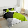 thumbnail image 4 of Manfei Green Black White Bedding Comforter Set,Modern Minimalist Geometric Twin Comforter Sets,Patchwork Checkered Bedding Set For Teens,Ultra Soft Home Decor Reversible,2 Pieces, 4 of 9