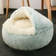 thumbnail image 5 of Cat Bed Round Soft Plush Burrowing Cave Hooded Cat Bed Donut for Dogs & Cats, Faux Fur Cuddler Round Comfortable Self Warming Pet Bed, 5 of 8