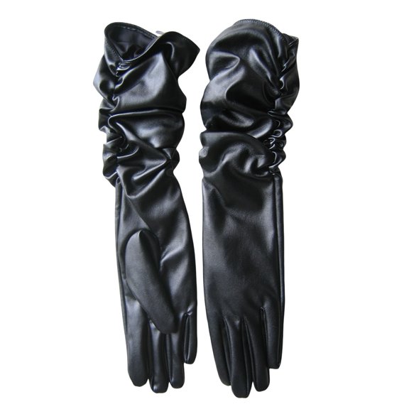 Dyfzdhu Gloves Fashion Long Leather For 50cm Over Imitation Leather PU Flat Arm Cover