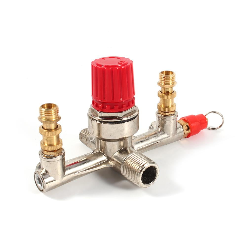 1pcs 2 Outlet Pipe Alloy Air Compressor Switch Pressure Regulating Valve Fitting 