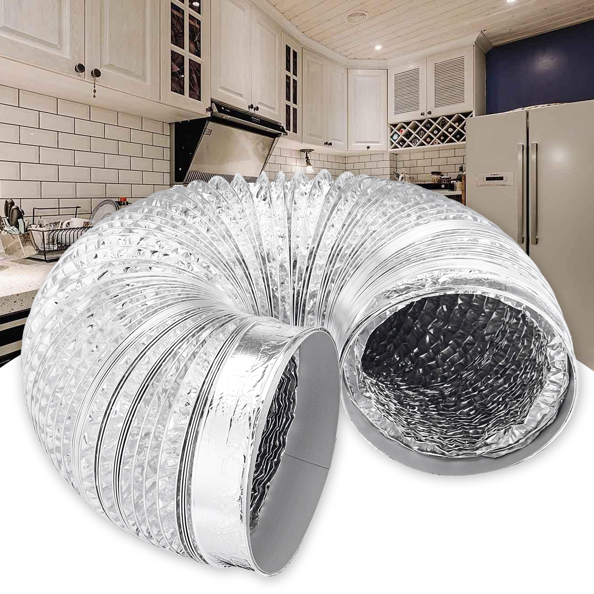 10FT Flexible Air Conditioner Spare Parts Vent Hose Aluminum Foil