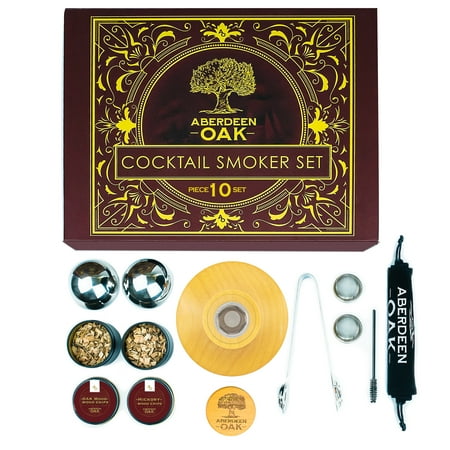Old Fashioned Cocktail Smoker Kit - Whiskey Smoker Kit with Lid, With Hickory & Oak Wood Chips - Whiskey Smoker Infuser Kit Drink Smoker Mixologist Tool for Home Bar - Bourbon Smoker Old Fashion Kit