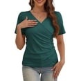 thumbnail image 4 of FOLUNSI Women's Plus size Top V Neck Slim Fitted T-Shirt Front Surplice Wrap Short Sleeve Blouses M-4X, 4 of 5