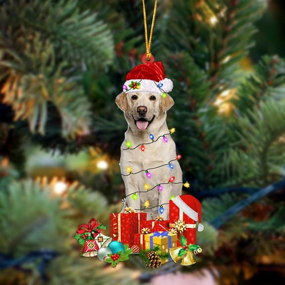 Acrylic 2D FLAT YELLOW Labrador-Dog Be Christmas Tree Hanging Ornament