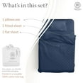 thumbnail image 2 of Threadmill Cotton Twin Sheet Set | 100% Cotton Sheets for Twin Size Bed | Damask Jacquard Sateen Twin Bed Sheets Set with 16” Deep Pocket | Soft Breathable 3-Piece Cooling Sheet Set | Folkstone Blue, 2 of 7