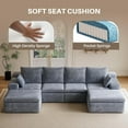 thumbnail image 4 of 134.5" U-Shape Modular Sectional Sofa, Corduroy Couch, Compressed Space-Efficient Sofa for Living Room & Bedroom - Gray (No Assembly Required, Modern Minimalist Style), 4 of 8