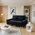 thumbnail image 3 of Aukfa 3 Piece Sofa Set - 71" Deep Seat Couch Loveseat Couch w/ Cup Holders&Pillows, Solid Wood Legs, Black, 3 of 9