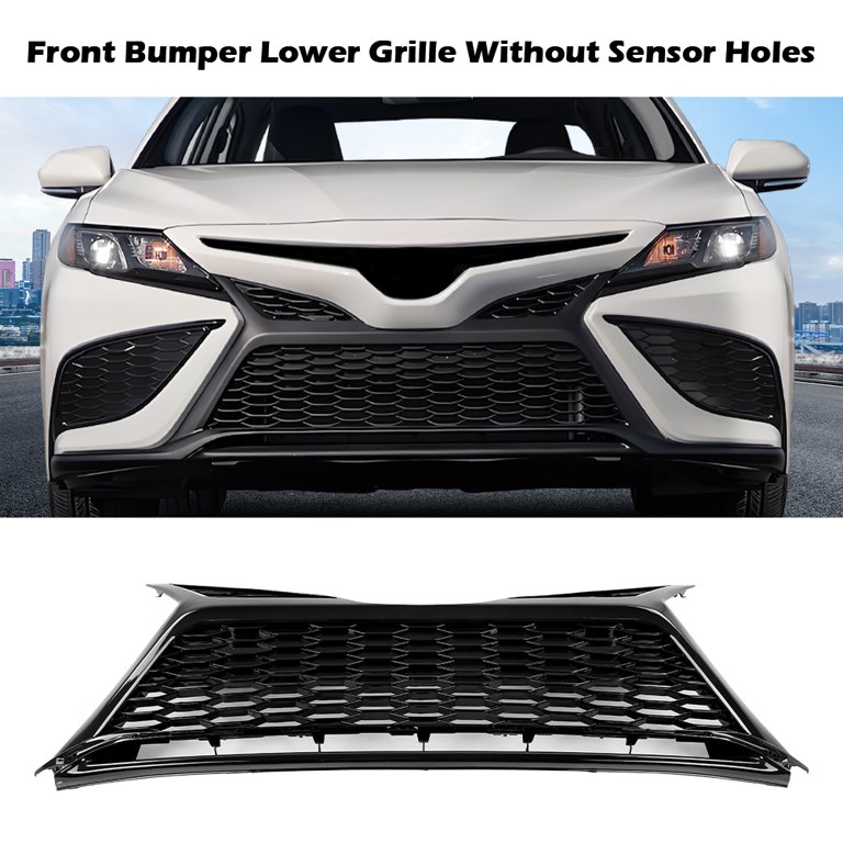 DASPARTS Front Bumper Cover & Grille Set For 2018-2020 Toyota Camry SE XSE – Unpainted, No Sensor Holes