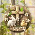 thumbnail image 2 of Easter Blessings Wreath Sign Round Metal Sign Door Hanger Easter Easter Bunny And Chick, 2 of 5