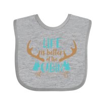 Inktastic Life is Better at the Cabin, Deer Antlers, Camping Boys or Girls Baby Bib