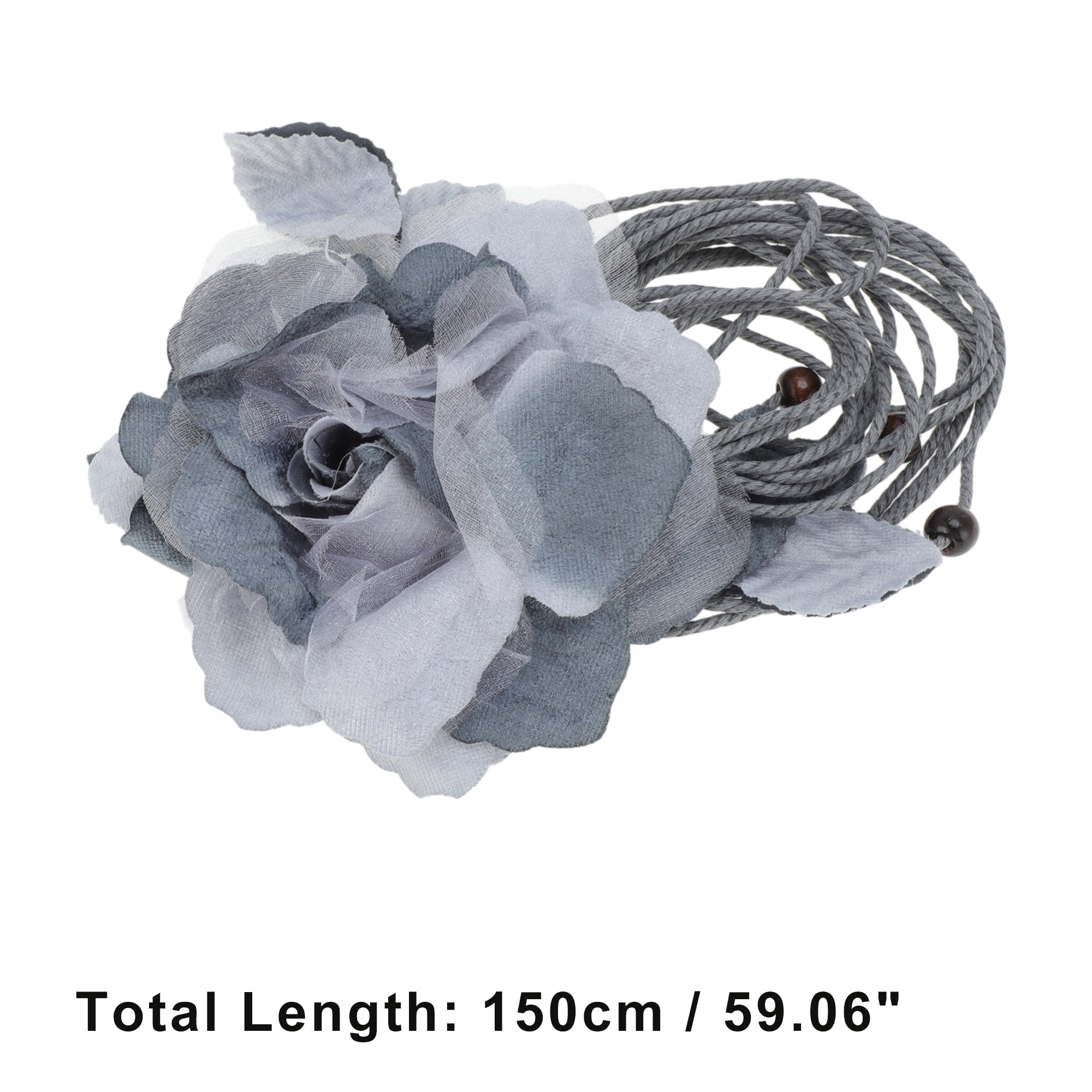 Unique Bargains Flower Tie Adjustable Waist Belt for Women Gray