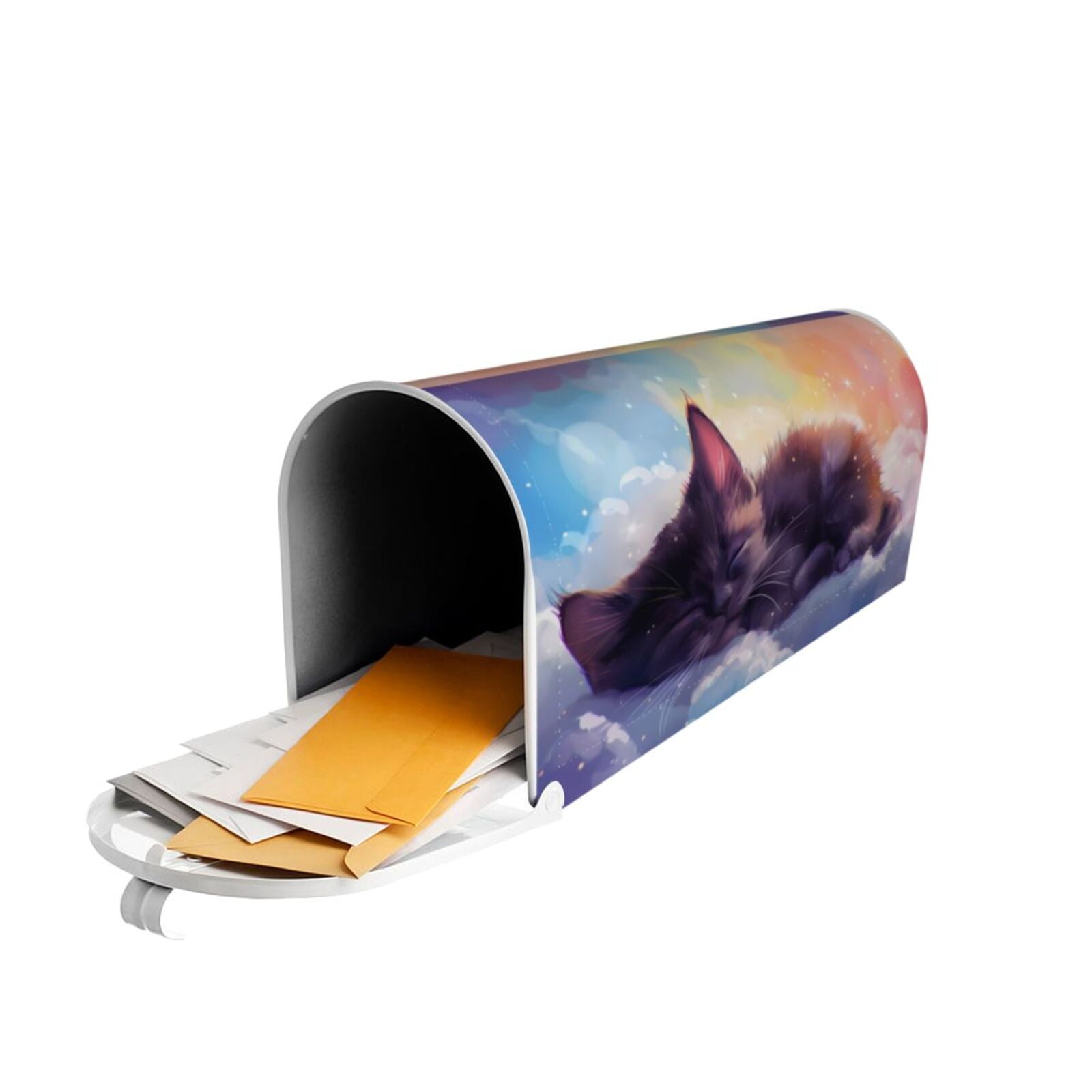 Logiee Colorful Cloud Sleeping Cat Print Post Letter Box Wrap Decor, Mailbox Cover Suitable for Standard Mailbox and Large Size Mailbox,Outdoor Yard Decoration-21x18 in