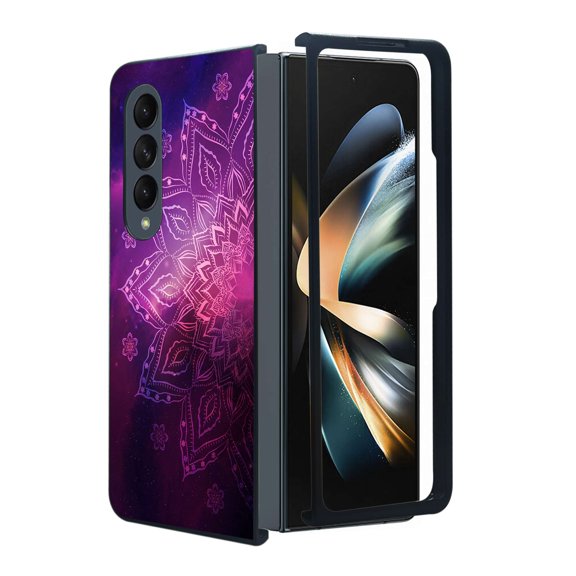 ANJ  Protective Snap-On Design Printed Case Compatible with Samsung Galaxy Z Fold 4 - Purple Mandala
