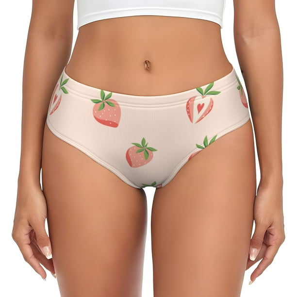 Fotbe Strawberries Calzones Estampados para Mujer – Ropa Interior de Algodón, Cómoda, Suave y Elástica-Medium