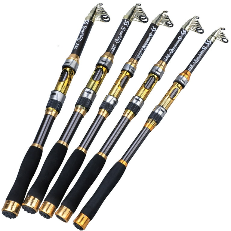 Sougayilang Telescopic Fishing Rods Portable Utralight Retractable Spinning Fishing Rod CNC Reel Seat, Size: 9', Gold