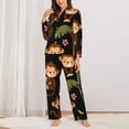 thumbnail image 2 of Xecao Monkeys Swinging from Palms Print Women Pajamas Set Soft Sleepwear Pjs long Sleeve Button Down Nightwear with Long Pants, 2 of 6