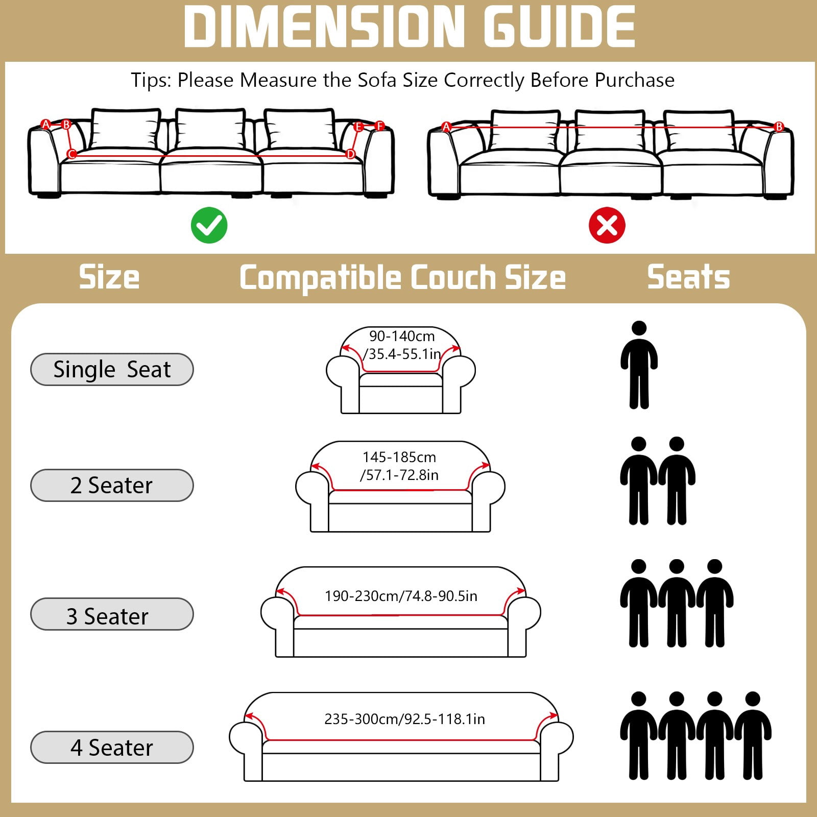 ANMINY Elastic Sofa Cover Full Coverage Sofa Slipcovers Thick Jacquard Fabric Non-Slip Couch Protect 1-Seater (35"x55")