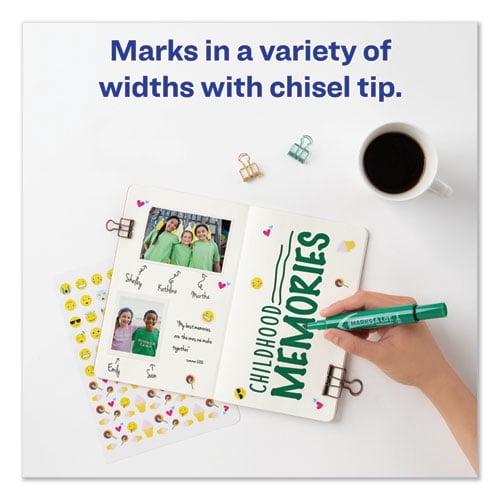 Marks A Lot Regular Desk-Style Permanent Marker, Broad Chisel Tip, Green, Dozen (7885) | Bundle of 10 Dozen
