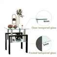 thumbnail image 6 of 2-Tier Tempered Glass End Table Set of 2, Modern Sofa Side Table with Open Storage Shelf, Steel Pipe and Metal Legs, Square Tea Table, Glass Nightstand for Living Room Bedroom Office, Black, 6 of 9