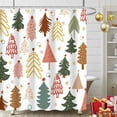 thumbnail image 2 of Merry Christmas Shower Curtain Tree Set, Xmas New Year Holiday Winter Snowflake Pattern Shower Curtains for Bathroom Decor Washable Durable Fabric Polyester Waterproof with 12 Hooks, 72x72 Inch, 2 of 6