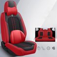 thumbnail image 3 of Juego completo de fundas universales de cuero para asientos de coche, 5 asientos, accesorios para el interior del coche, 3 of 5