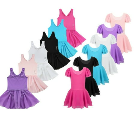 US Girls Kids Gymnastics Leotard Ballet Dance Tutu Skirt Dancewear Costume Dress - #2 Blue - 3-4
