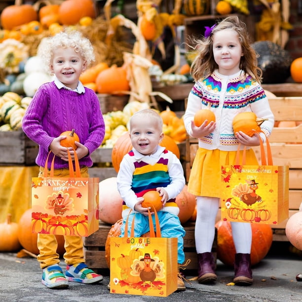 120 Pcs Thanksgiving Gift Bags – Fall Party Favor Bags With Handles, Sunflower & Pumpkin Designs 5 thumbnail image