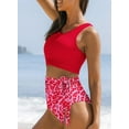 thumbnail image 5 of SHEWIN Women Bikini Sets Two Piece Swimsuits Floral Print Bathing Suits High Waisted Bikini Swimwear Racerback Tops with Bottom, 5 of 8