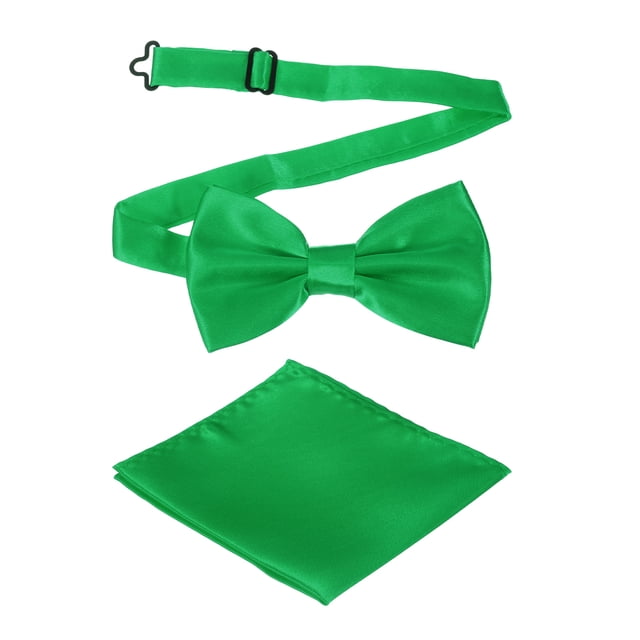 Pajarita para hombres, pajaritas ajustables con pañuelo de bolsillo, conjuntos de pajaritas preatadas para bodas (Verde)