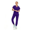 thumbnail image 4 of Hey Collection Womens Stretch Colorful V-Neck Jogger Scrubs Set, Medical Nursing Tops with Four Pocket Scrubs Jogger Pants, 4 of 5