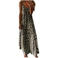 thumbnail image 1 of Femmes Été Maxi Robe Sans Manches V Cou Spaghetti Robe de Sangle Imprimé en Vrac Décontracté Longue Robe, 1 of 4
