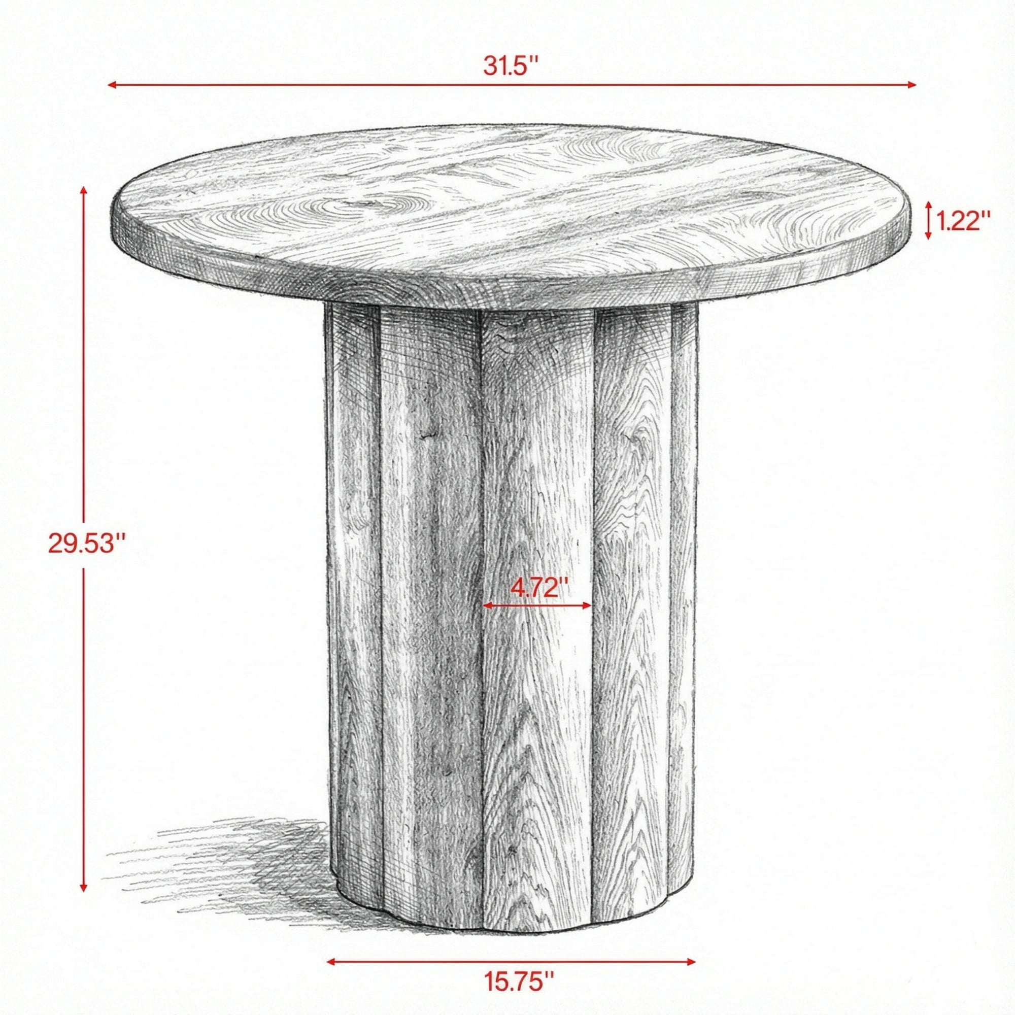 31.5 Inch Round Conference Table for 4 People, MDF with Sturdy Base