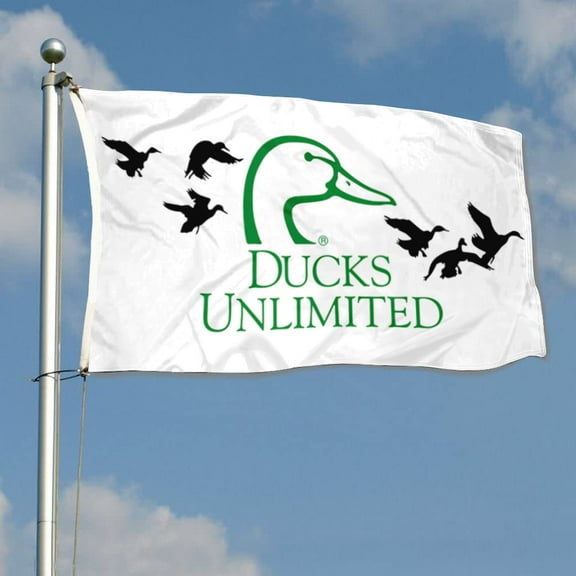 mokarier Ducks Unlimited Flag Banner White Outdoor Indoor Decoration Flag 3x5Feet Double Stitched Polyester with Brass Grommets