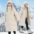 thumbnail image 3 of lnmuld Kids Down Jacket Girls Long Down Coat Warm Winter Jacket with Fill for Kids and Youth Insulated Outerwear for Cold Weather Solid Color Size:13-14 Years, 3 of 7