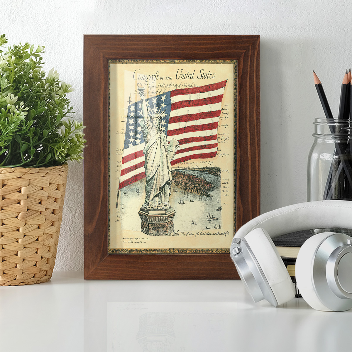 USE D # Proud To Be An American I -Framed Print w/glass-Chestnut