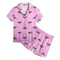 thumbnail image 2 of Gubotare Little Girl Pajamas Little Girls Pajama Shirt and Shorts Sleep Set Little Kid to Big Kid (Pink,Size 6-7 Years), 2 of 5