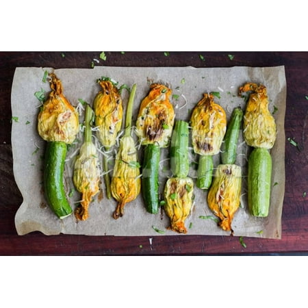 - Fried Zucchini Flowers Stuffed with Cream Cheese, Ricotta, Tasty Italian Dish Summer Print Wall Art By Lapina Maria