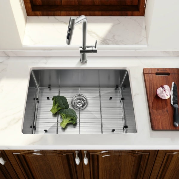 27-inch Undermount 16 Gauge R10 Radius Stainless Steel Kitchen Sink Single Bowl - 100% Handmade Kitchen Sink Bowl, 27