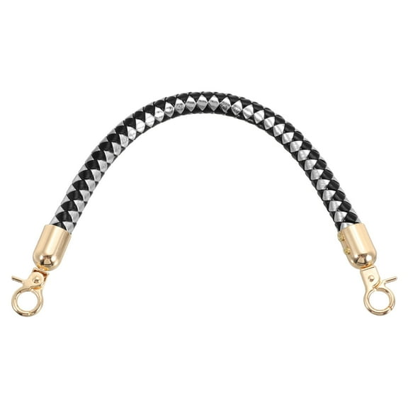 Uxcell Braided Purse Straps, 11.8 Inch PU Leather Handbag Handles Braided Leather Short Handbag Strap Replacement with Spring Buckle for DIY Handbags Purse Making, Black Silver